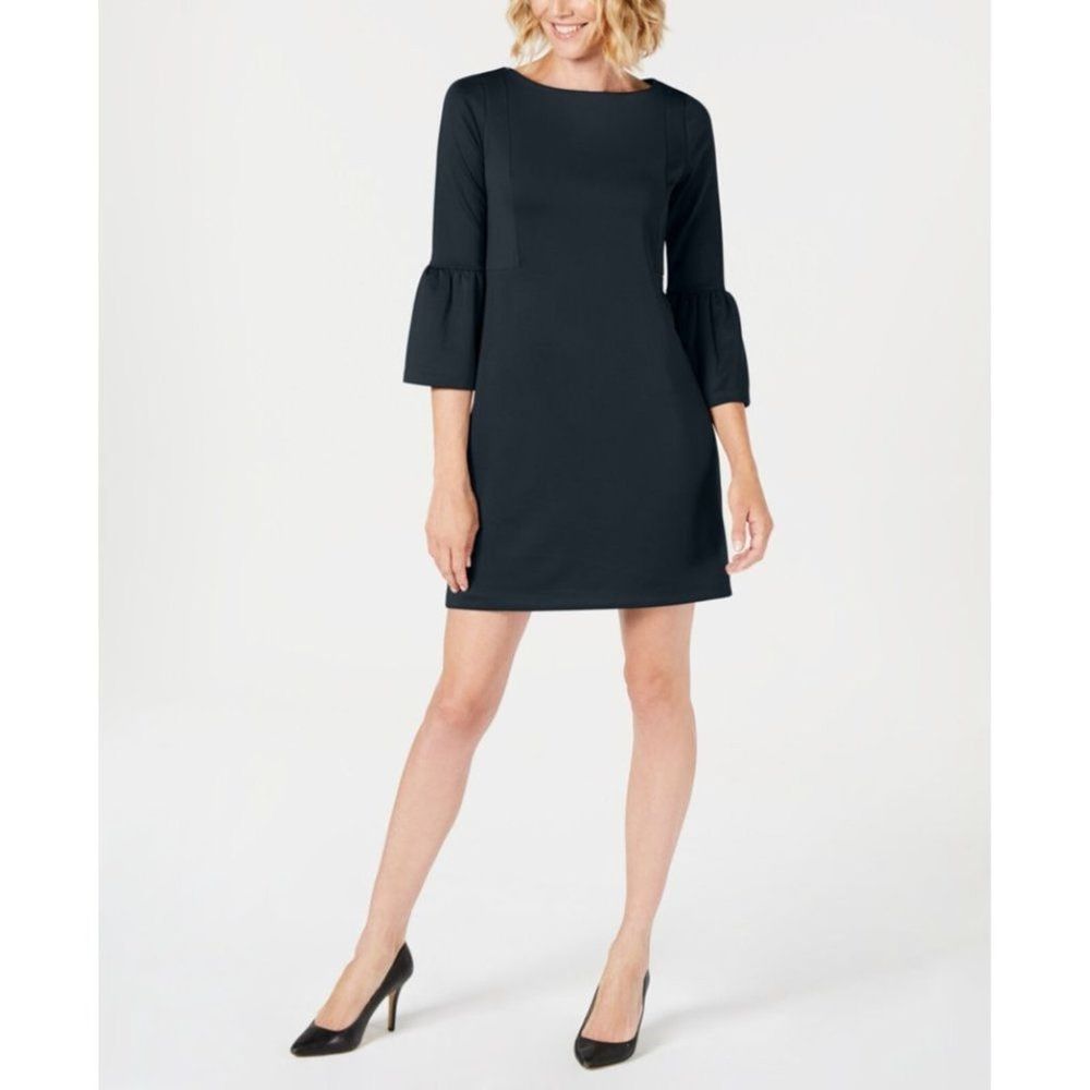 NWT Womens Petite Size XL XLP Charter Club Stretch Ponte Flare Sleeve Mini Dress